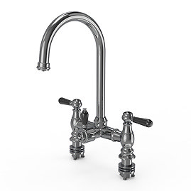 Venice Black Lever Traditional Bridge Chrome 3-in-1 Instant Boiling Water Kitchen Tap with Boiler &