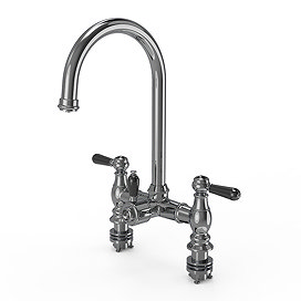 Venice Black Lever Traditional Bridge Chrome 3-in-1 Instant Boiling Water Kitchen Tap with Boiler &