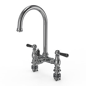 Venice Black Lever Traditional Bridge Chrome 3-in-1 Instant Boiling Water Kitchen Tap with Boiler & 