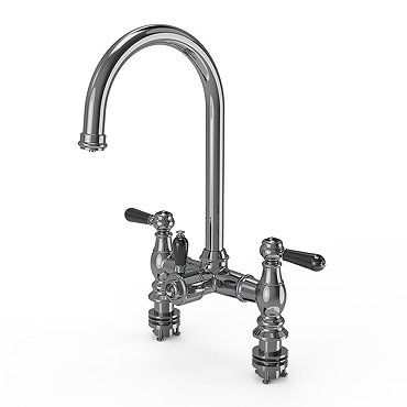 Bower 3-in-1 Instant Boiling Water Tap - Black Levers Traditional Bridge Chrome with Boiler & Filter  Feature Large Image