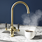Bower 3-in-1 Instant Boiling Water Tap - Black Levers Traditional Cruciform Brushed Brass with Boiler & Filter