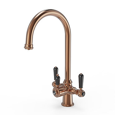 Bower 3-in-1 Instant Boiling Water Tap - Black Levers Traditional Cruciform Brushed Copper with Boiler & Filter  Feature Large Image