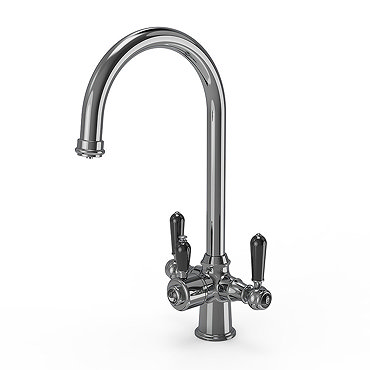 Bower 3-in-1 Instant Boiling Water Tap - Black Lever Traditional Cruciform Chrome with Boiler & Filter  Feature Large Image