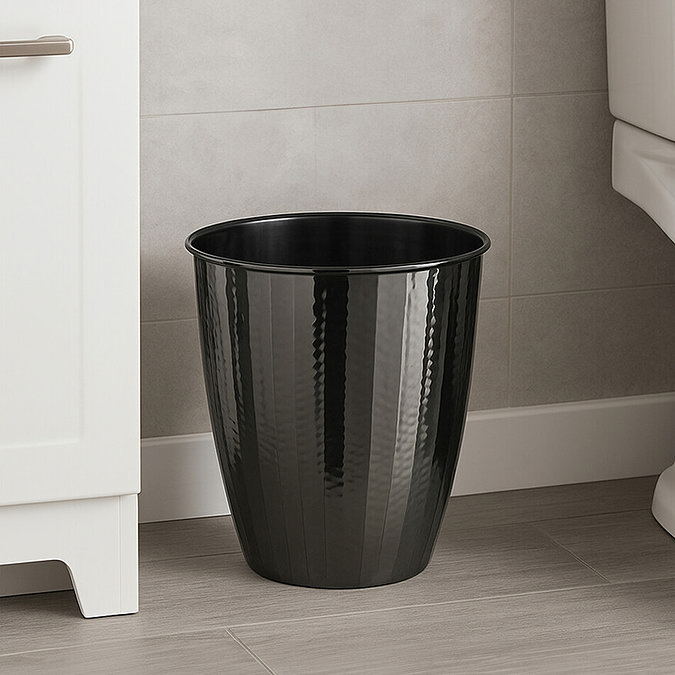 Venice Black Nickel Hammered Waste Bin