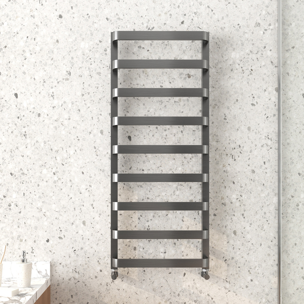 Venice Brushed Black Nickel Designer Heated Towel Rail (500 X 1200mm ...