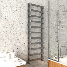 Venice Brushed Black Nickel Designer Heated Towel Rail (500 x 1500mm) Large Image