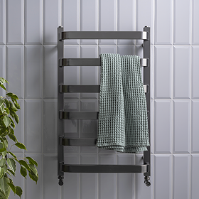 Venice Brushed Black Nickel Designer Heated Towel Rail (500 x 800mm)