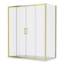 Venice Brushed Brass 1700 x 700mm Double Sliding Door Shower Enclosure without Tray