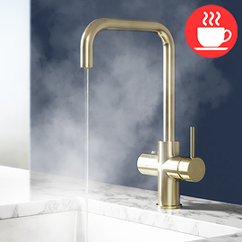 Bower 3-in-1 Instant Boiling Water Tap - Brushed Brass with Boiler & Filter Medium Image