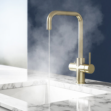Bower 3-in-1 Instant Boiling Water Tap - Brushed Brass with Boiler & Filter  Profile Large Image