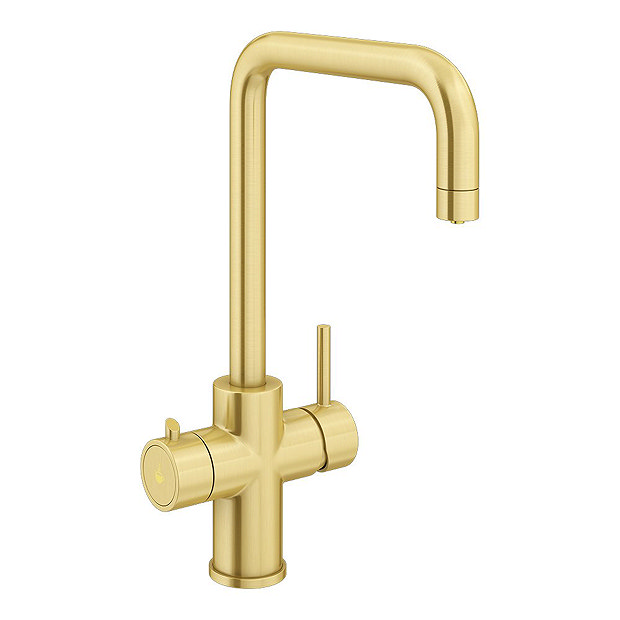 Venice Brushed Brass 4-in-1 Instant Boiling Water Kitchen Tap with Boiler & Filter Large Image