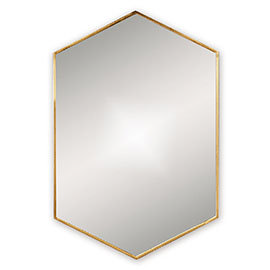 Venice Brushed Brass 500 x 750mm Hexagonal Mirror Medium Image
