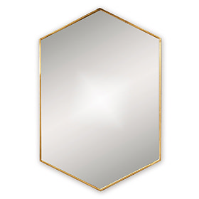 Venice Brushed Brass 500 x 750mm Hexagonal Mirror Large Image