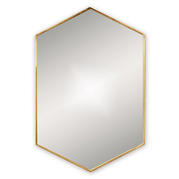 Venice Brushed Brass 500 x 750mm Hexagonal Mirror  Profile Large Image
