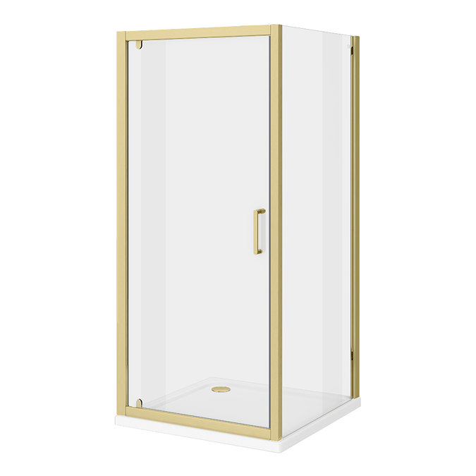 Venice Brushed Brass 760 x 760mm Pivot Door Shower Enclosure without Tray