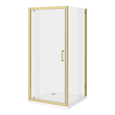 Venice Brushed Brass 760 x 760mm Pivot Door Shower Enclosure without Tray
