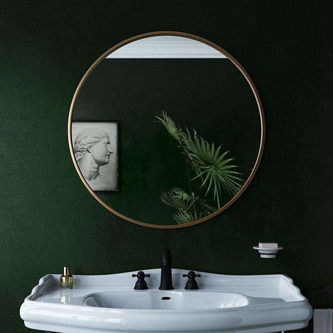 Venice Brushed Brass 800mm Round Mirror Standard Large Image