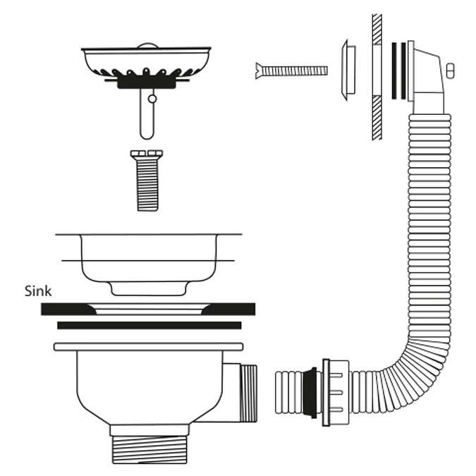 Venice Brushed Brass Basket Strainer Kitchen Sink Waste with Rectangular Overflow Plate  Feature Lar