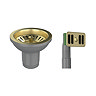 Venice Brushed Brass Basket Strainer Kitchen Sink Waste with Rectangular Overflow Plate Large Image