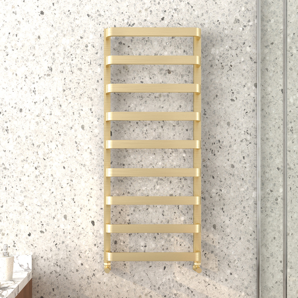 Venice Brushed Brass Designer Heated Towel Rail (500 X 1200mm ...