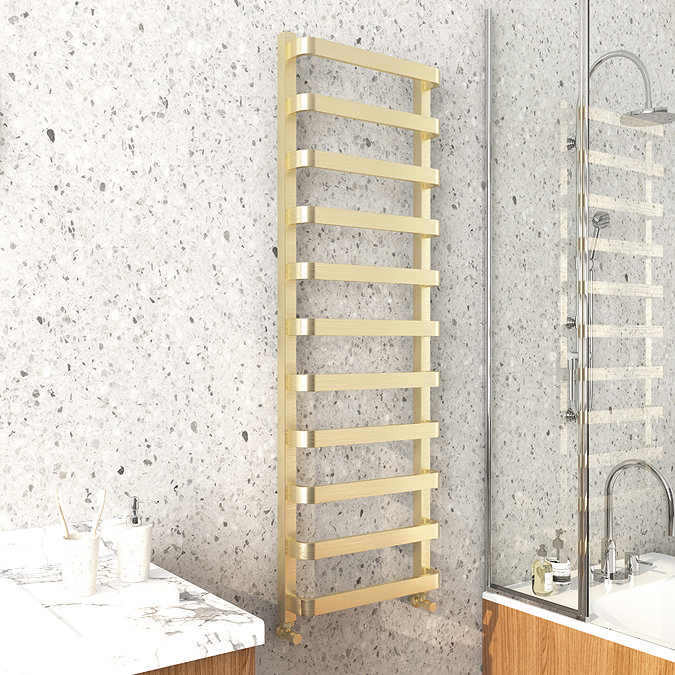 Venice Brushed Brass Designer Heated Towel Rail (500 x 1500mm)