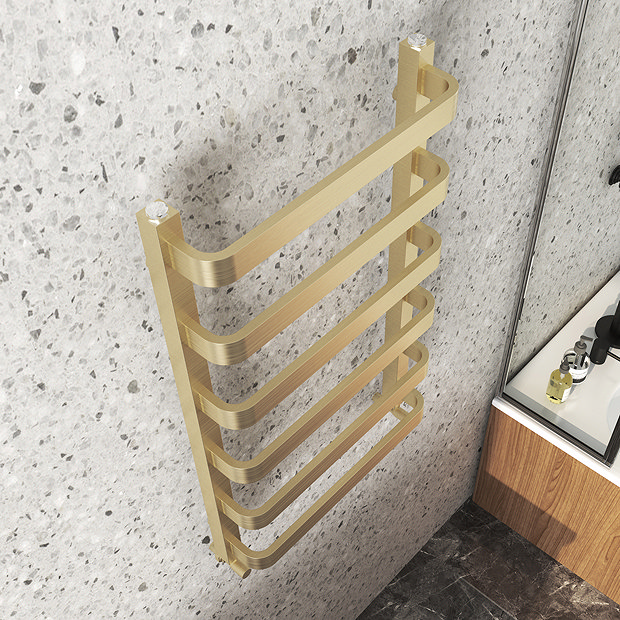Venice Brushed Brass Designer Heated Towel Rail (500 x 800mm
