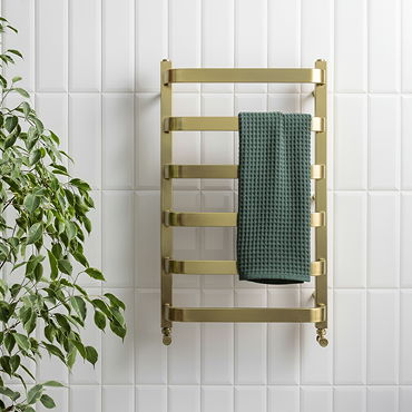 Venice Brushed Brass Designer Heated Towel Rail (500 x 800mm)
