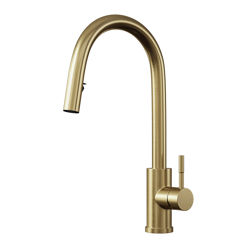 Venice Brushed Brass Kitchen Sink Mixer with Concealed Pull Out Hose
