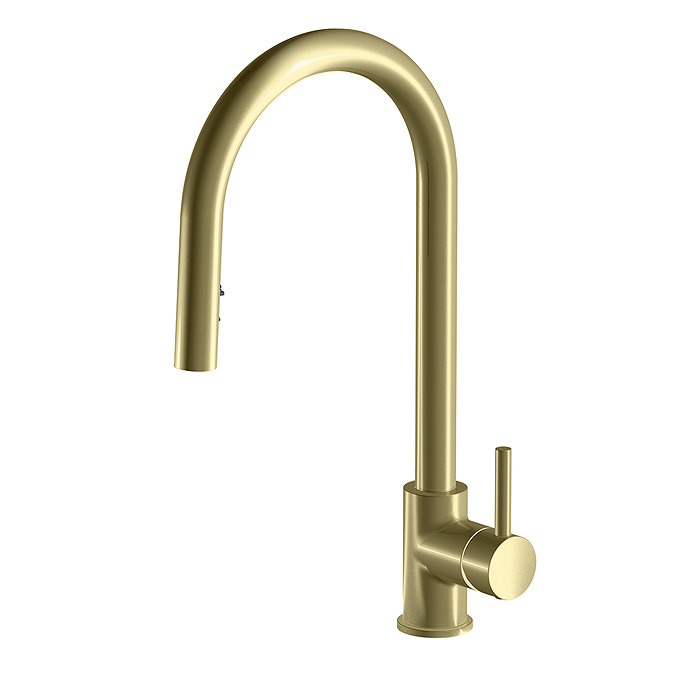 Venice Brushed Brass Kitchen Sink Mixer with Concealed Pull Out Hose and Spray Head