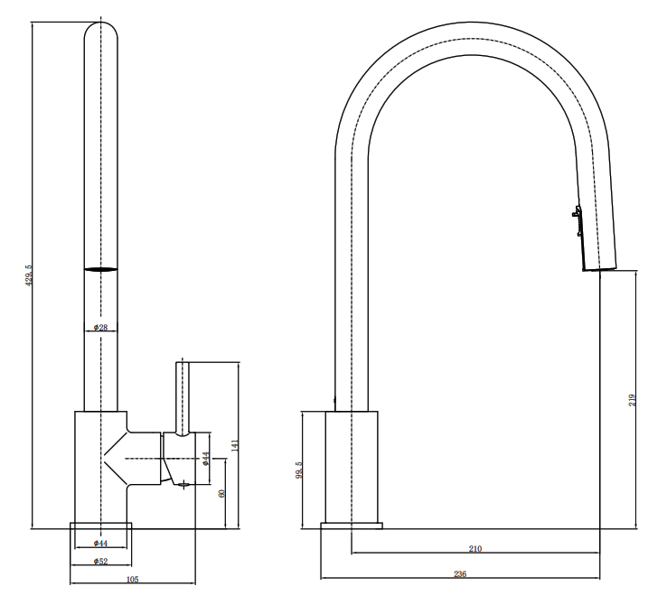 Venice Brushed Brass Kitchen Sink Mixer with Concealed Pull Out Hose and Spray Head