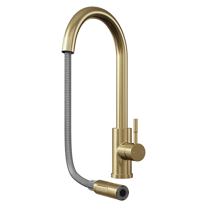 Venice Brushed Brass Kitchen Sink Mixer with Pull-Out Hose and Spray Head