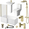 Venice Brushed Brass L-Shaped Complete Bathroom Package