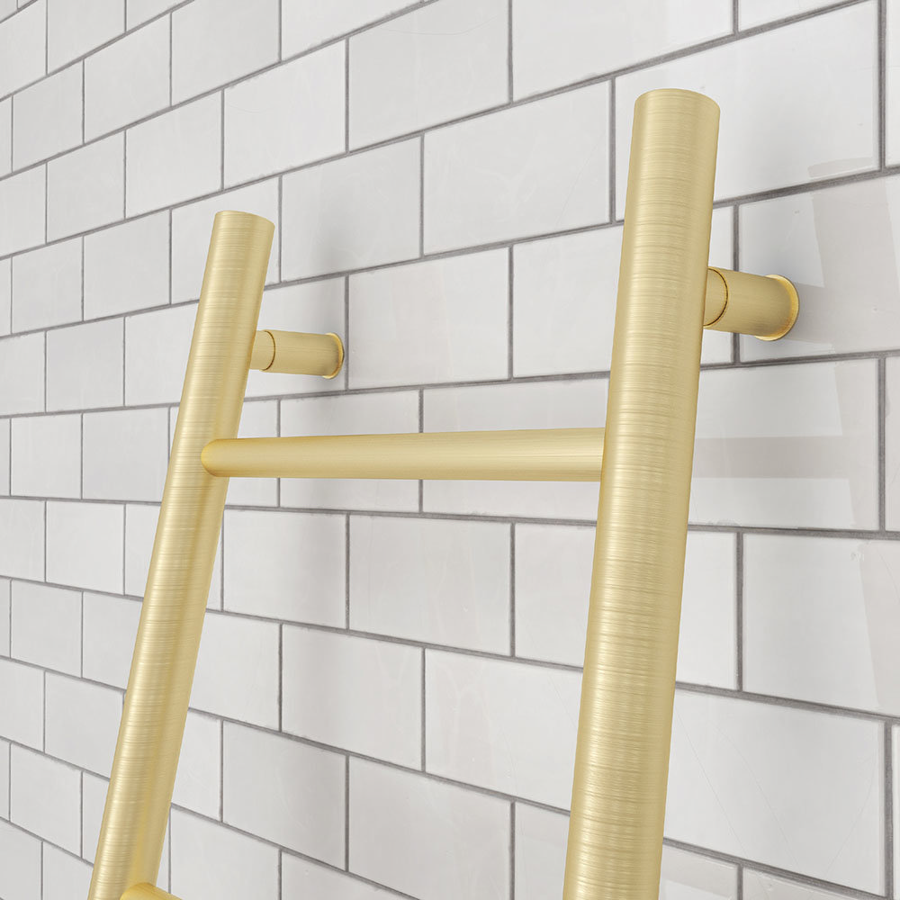 Venice Brushed Brass Leaning Ladder 1800 X 500mm Heated Towel Rail ...