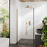 Venice Brushed Brass Outer Framed 8mm Wetroom Screen with Support Arm (1950mm High) - Various Sizes 