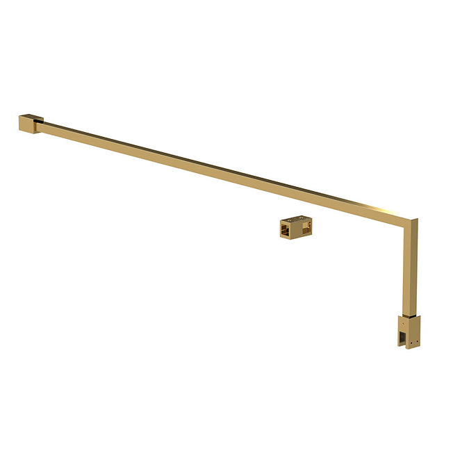 Venice Brushed Brass Outer Framed 8mm Wetroom Screen with Support Arm (1950mm High) - Various Sizes 