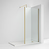 Venice Brushed Brass Outer Framed 8mm Wetroom Screen with Support Arm (1950mm High) - Various Sizes 
