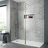 Venice Brushed Brass Outer Framed 8mm Wetroom Screen with Support Arm (1950mm High) - Various Sizes 