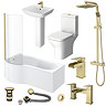 Venice Brushed Brass P-Shaped Complete Bathroom Package