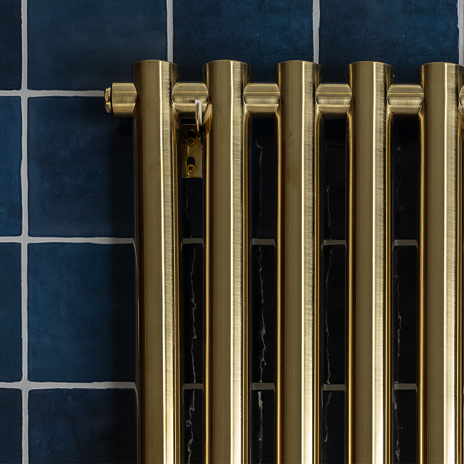 Venice Brushed Brass Vertical Curved Column Radiator (1600 x 400mm)