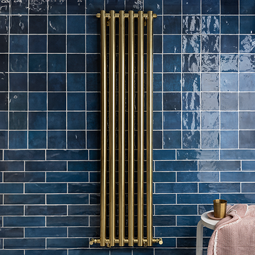 Venice Brushed Brass Vertical Curved Column Radiator (1600 x 400mm)