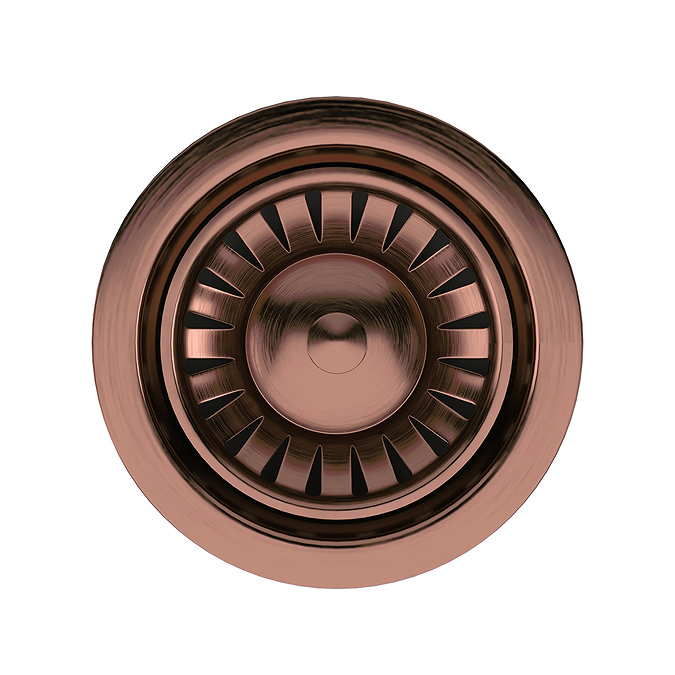 Venice Brushed Copper Basket Strainer Kitchen Sink Waste with Rectangular Overflow Plate  Profile La