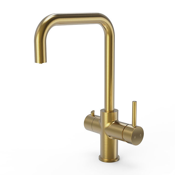 Venice Brushed Gold 3-in-1 Instant Boiling Water Kitchen Tap with Boiler & Filter Large Image