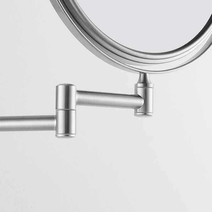 Venice Brushed Nickel 5x Magnifying Cosmetic Mirror with Curved Wall Plate  Feature Large Image