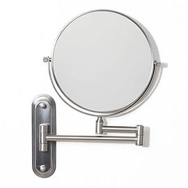 Venice Brushed Nickel 5x Magnifying Cosmetic Mirror with Curved Wall Plate Medium Image
