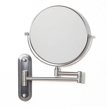Venice Brushed Nickel 5x Magnifying Cosmetic Mirror with Curved Wall Plate  Profile Large Image