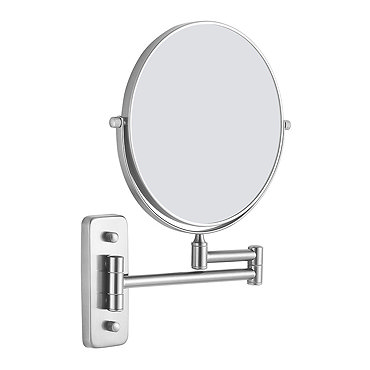 Venice Brushed Nickel 5x Magnifying Cosmetic Mirror with Square Wall Plate  Profile Large Image