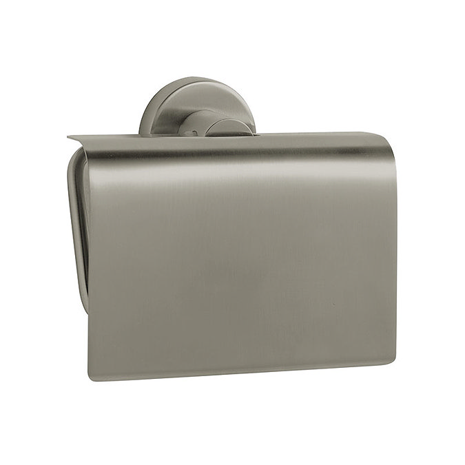 Venice Brushed Nickel Toilet Roll Holder with Cover Large Image