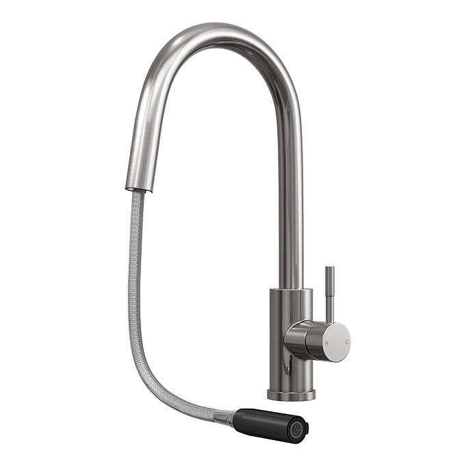 Venice Brushed Steel Mixer with Concealed Pull Out Spray
