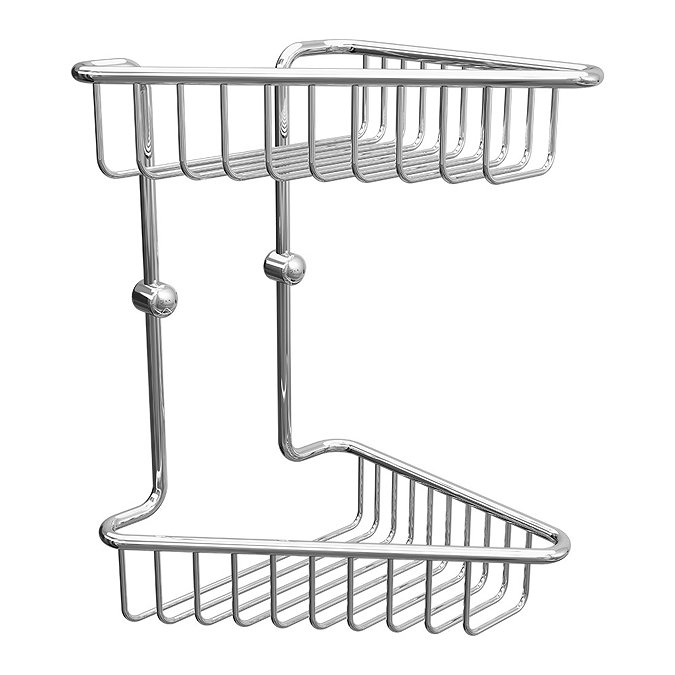 Venice Chrome 2-Tier Corner Wire Shower Caddy Large Image