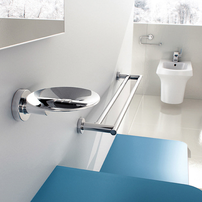 Venice Chrome 790mm Double Towel Rail Profile Large Image
